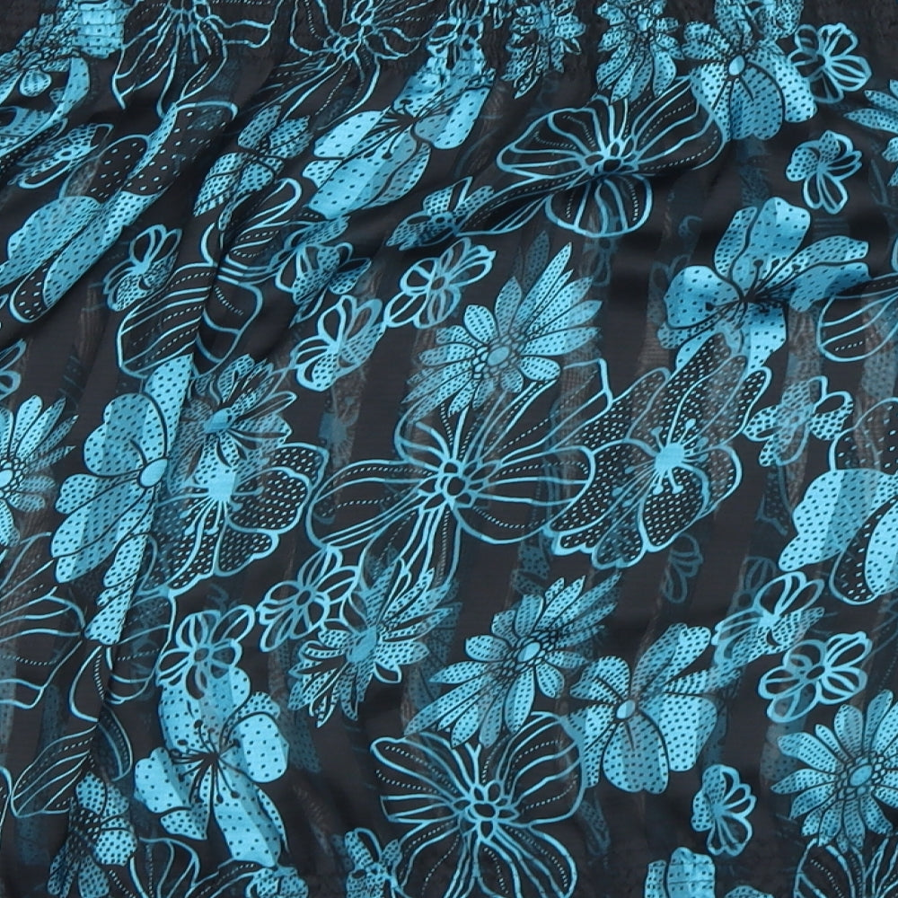 Misra Womens Black Floral Polyester Basic Blouse Size S Off the Shoulder