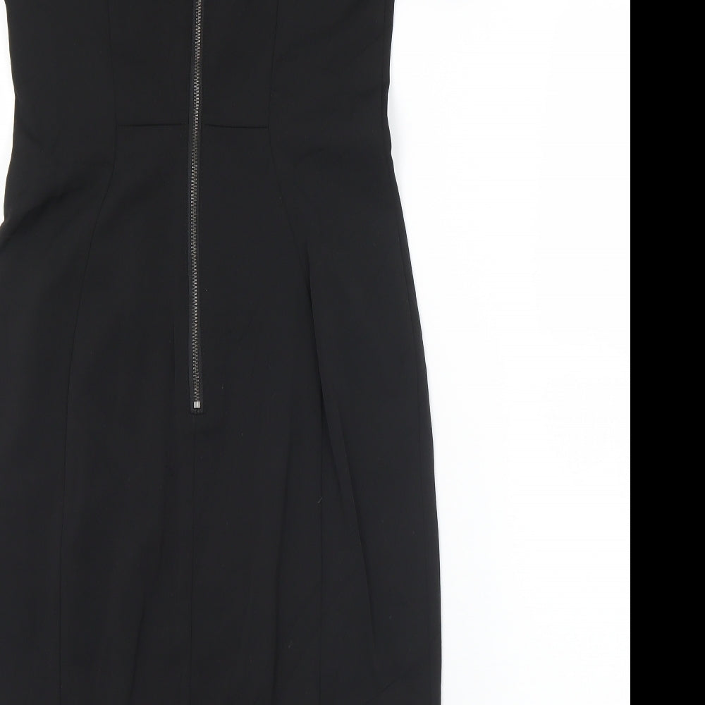 Preworn Womens Black Polyester Shift Size S Off the Shoulder Zip - S/M