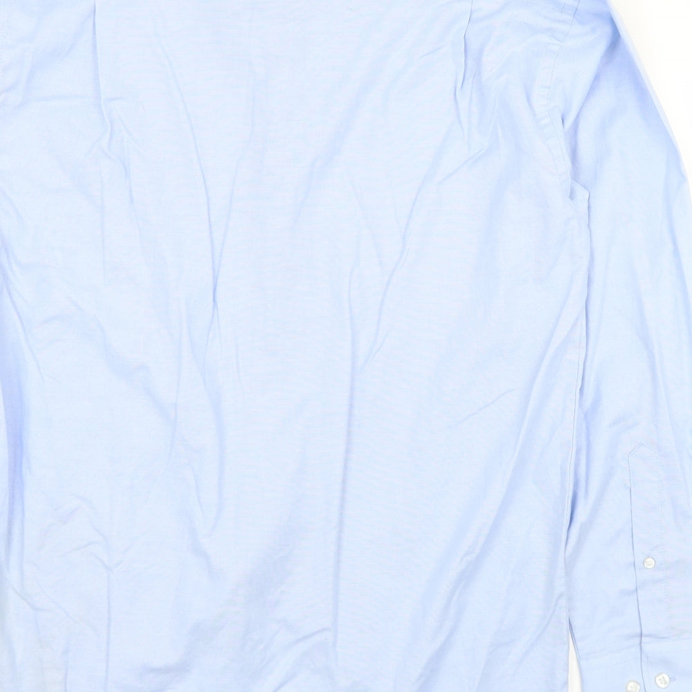Russell Mens Blue Cotton Button-Up Size 15.5 Collared Button