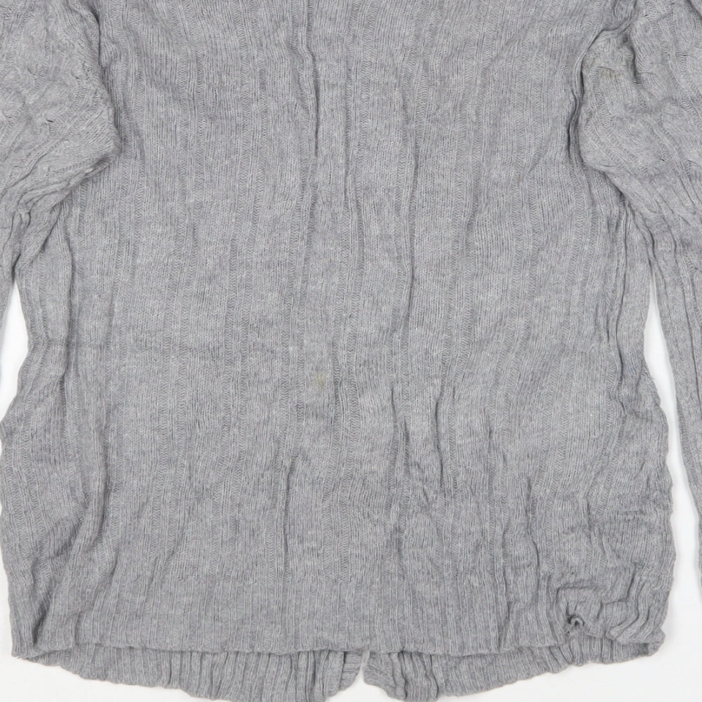 Brave Soul Womens Grey V-Neck Viscose Cardigan Jumper Size XS