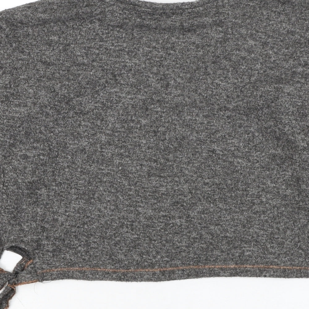 Marks & Spencer Girls Grey Round Neck Polyester Pullover Jumper Size 6-7 Years Pullover
