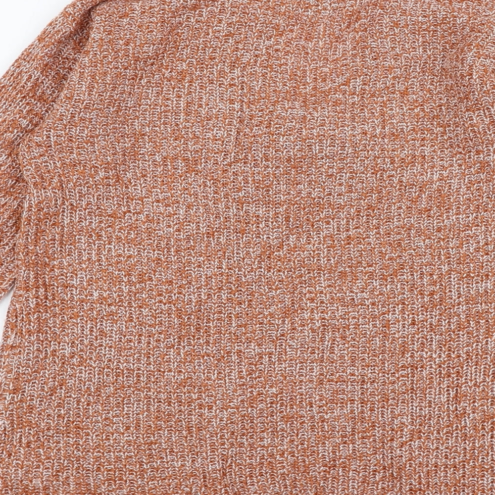 Papaya Womens Orange V-Neck Acrylic Pullover Jumper Size S