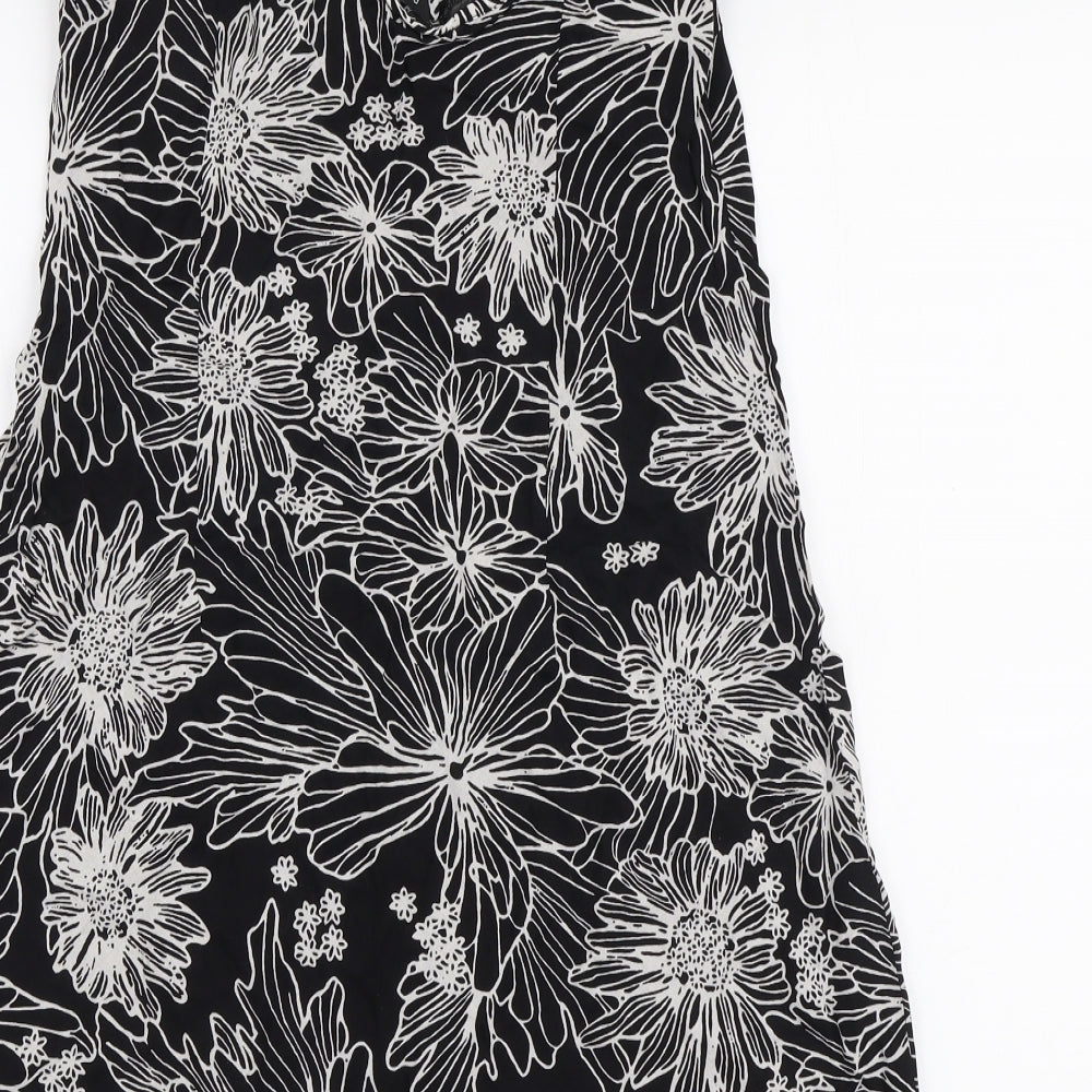 Riviera Womens Black Floral Viscose A-Line Size 10 Sweetheart Pullover