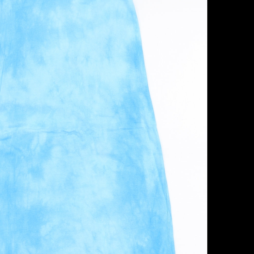 For Women Womens Blue Tie Dye Polyester A-Line Size 10 Round Neck Pullover