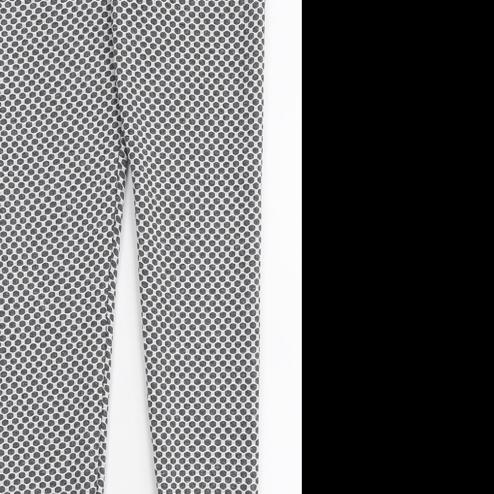 Preworn Womens Grey Geometric Polyester Capri Leggings Size M L26 in