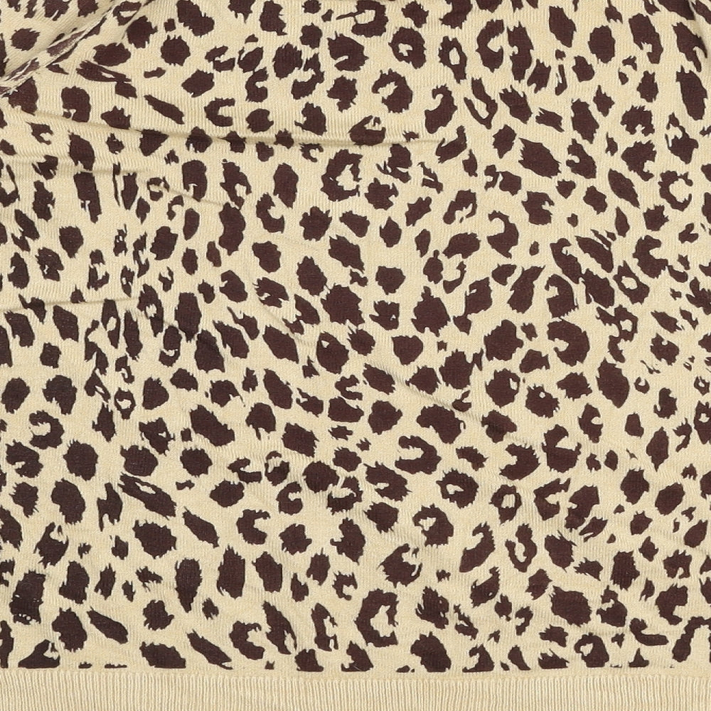 Therapy Womens Beige Round Neck Animal Print Viscose Pullover Jumper Size 10