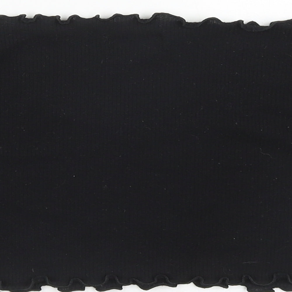 PRETTYLITTLETHING Womens Black Polyester Cropped T-Shirt Size 10 Off the Shoulder