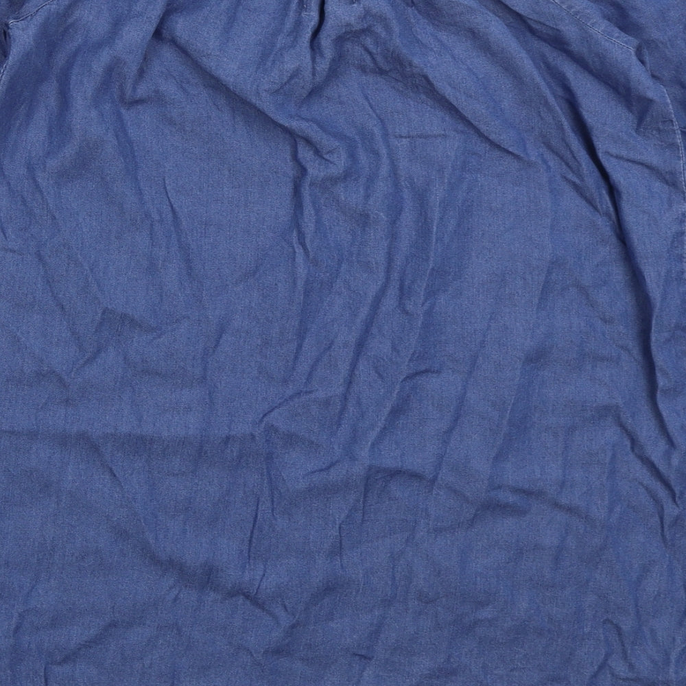Denim Co Womens Blue Lyocell Shirt Dress Size 10 Off the Shoulder Pullover