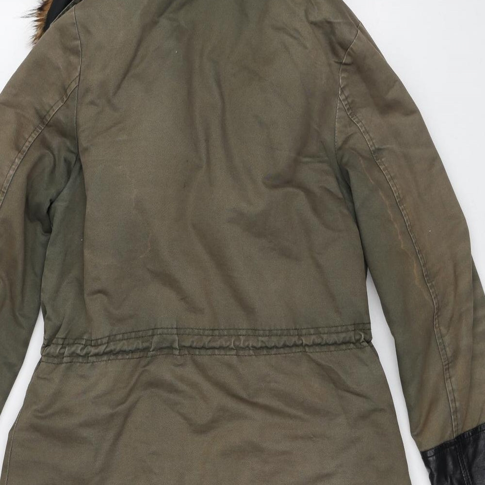 Papaya Womens Green Parka Coat Size 10
