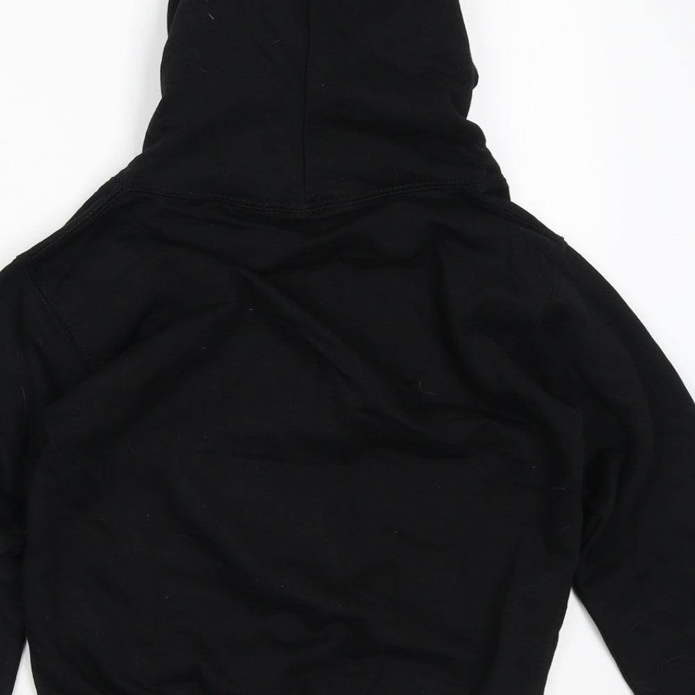 Just Hoods Boys Black Cotton Pullover Hoodie Size 7-8 Years