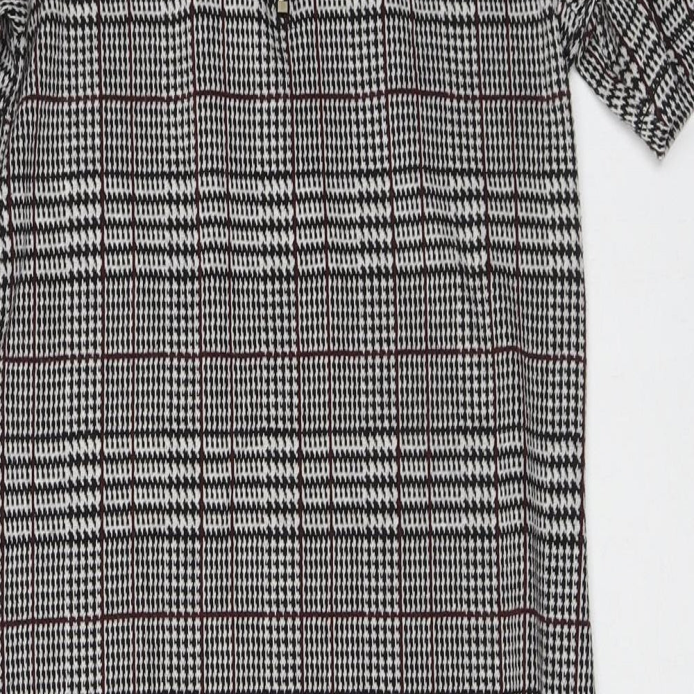 Soyaconcept Womens Grey Plaid Polyester Shift Size S V-Neck