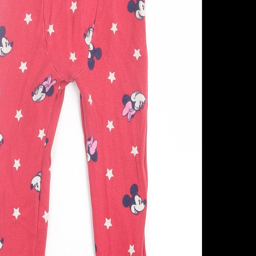 Gap Girls Red Geometric Cotton Capri Trousers Size 3 Years Regular Pullover - Minnie Mouse