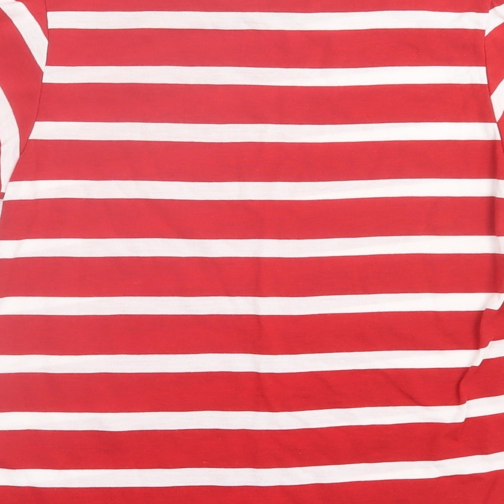 savida Womens Red Striped Polyester Basic T-Shirt Size XS Crew Neck