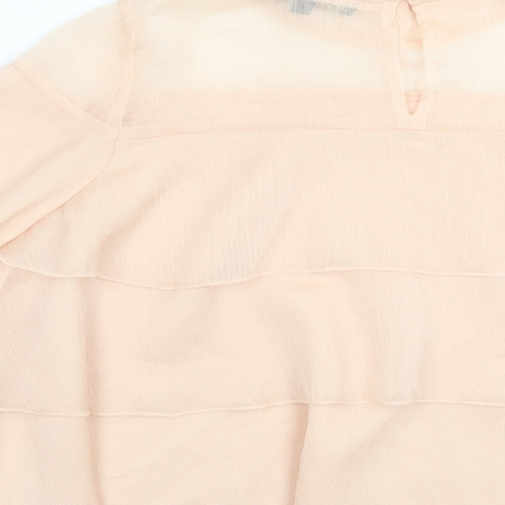 KILKY Womens Beige Polyester Basic Blouse Size S High Neck