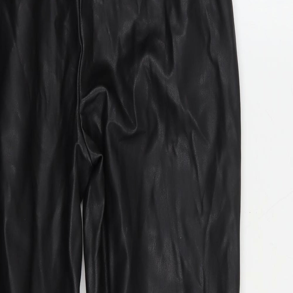 Eight Paris Womens Black Polyurethane Trousers Size S L25 in Regular Drawstring - Faux Leather