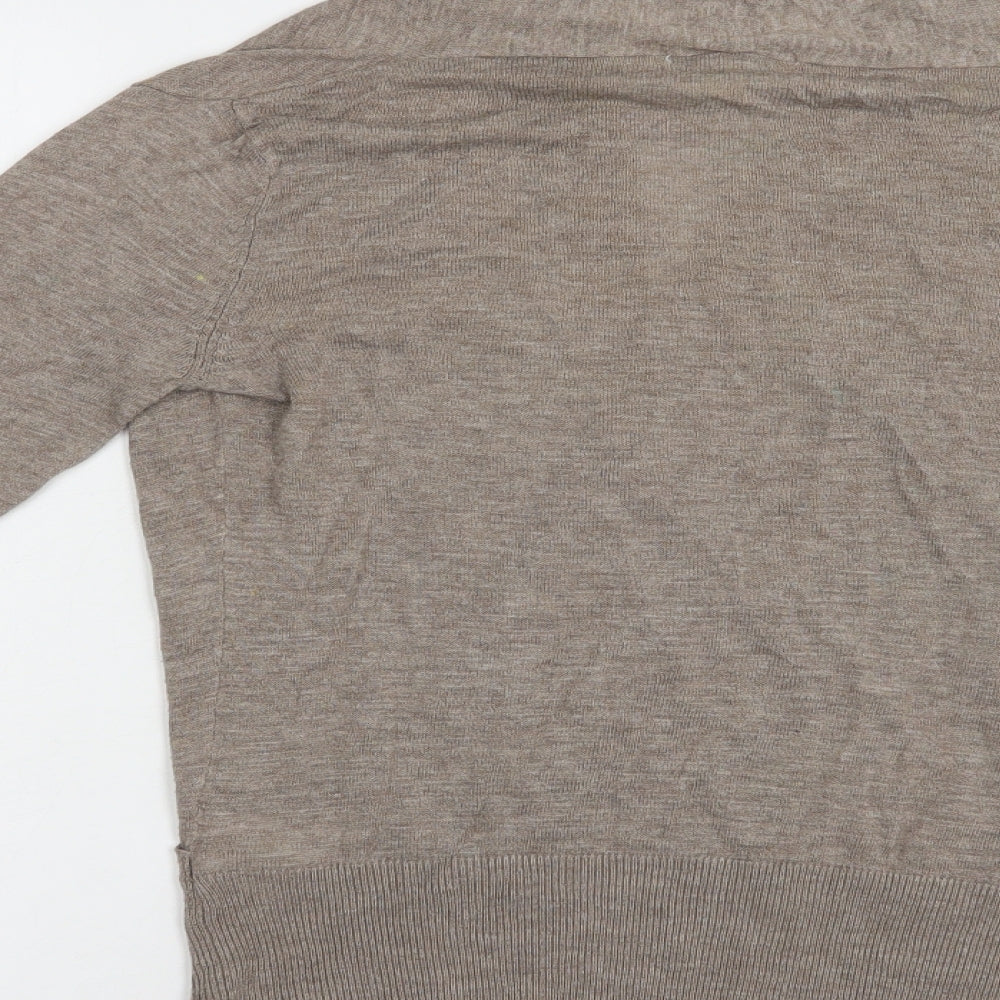 H&M Womens Brown V-Neck Viscose Pullover Jumper Size XS