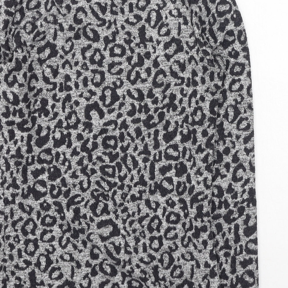 Oasis Womens Brown High Neck Animal Print Viscose Pullover Jumper Size S