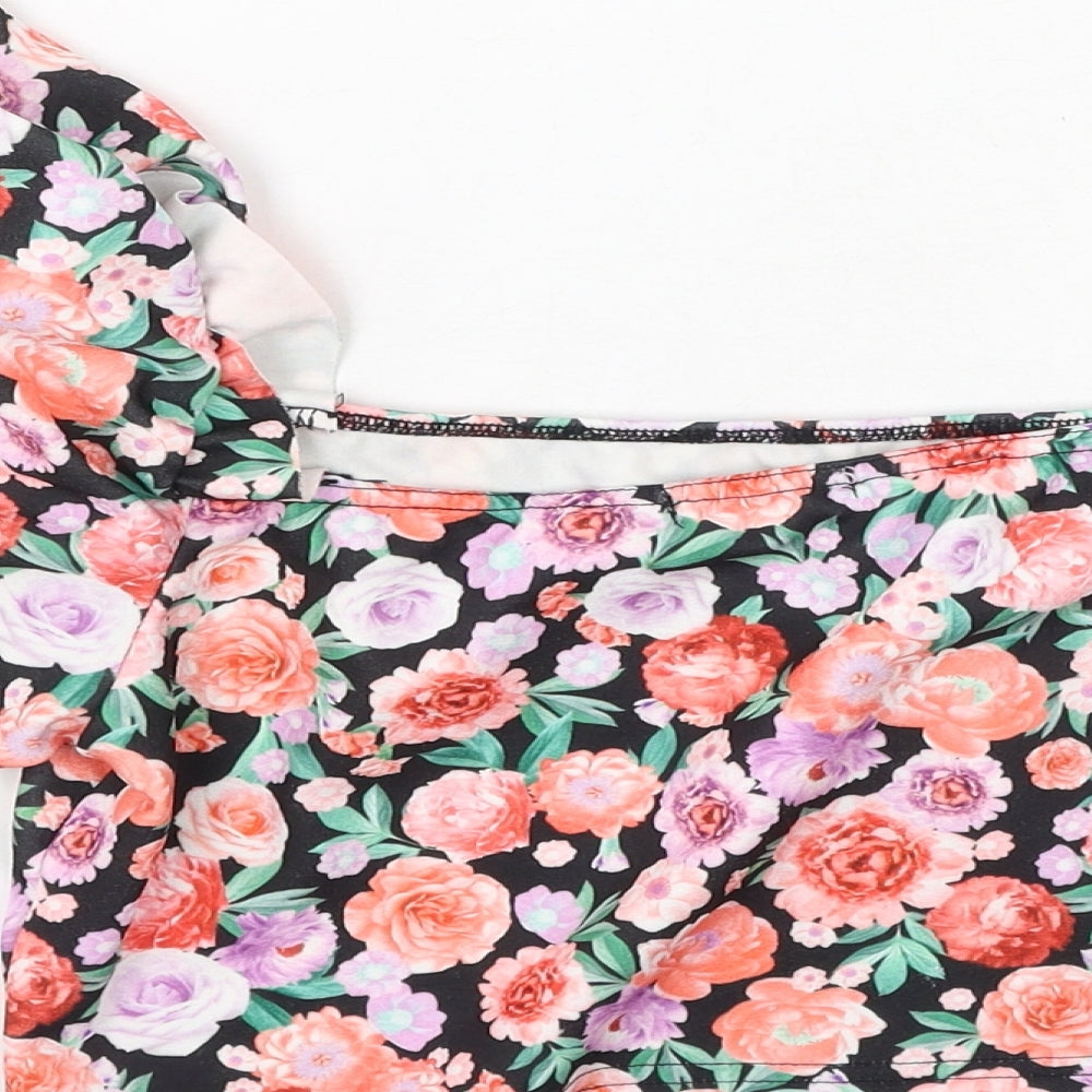 Misspap Womens Multicoloured Floral Polyester Cropped Blouse Size 12 Square Neck