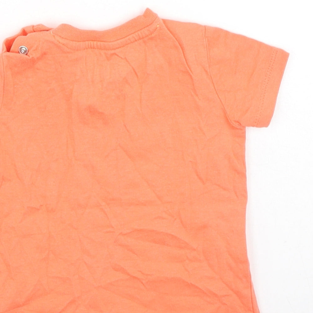F&F Boys Orange Cotton Basic Casual Size 3-6 Months Round Neck