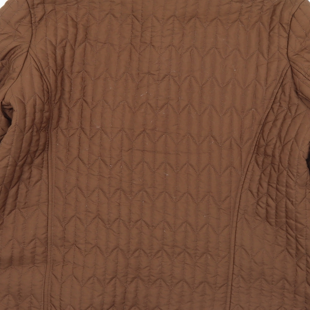 Guisen Womens Brown Quilted Coat Size M Zip