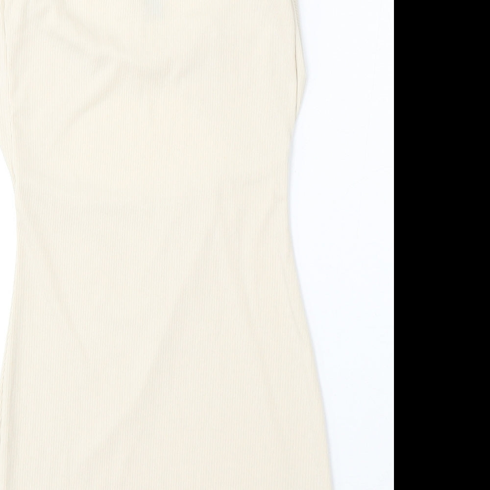 SheIn Womens Beige Polyester Bodycon Size S Square Neck