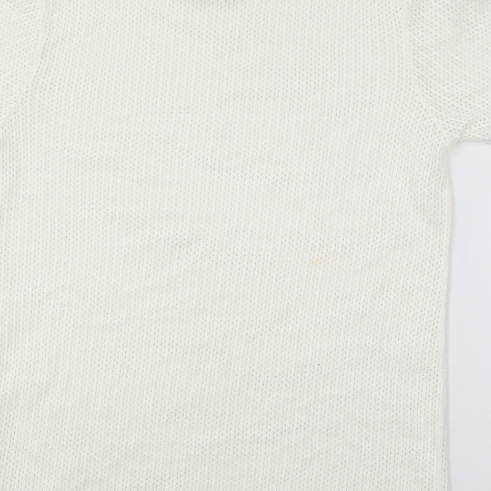River Island Womens White Round Neck Acrylic Pullover Jumper Size S