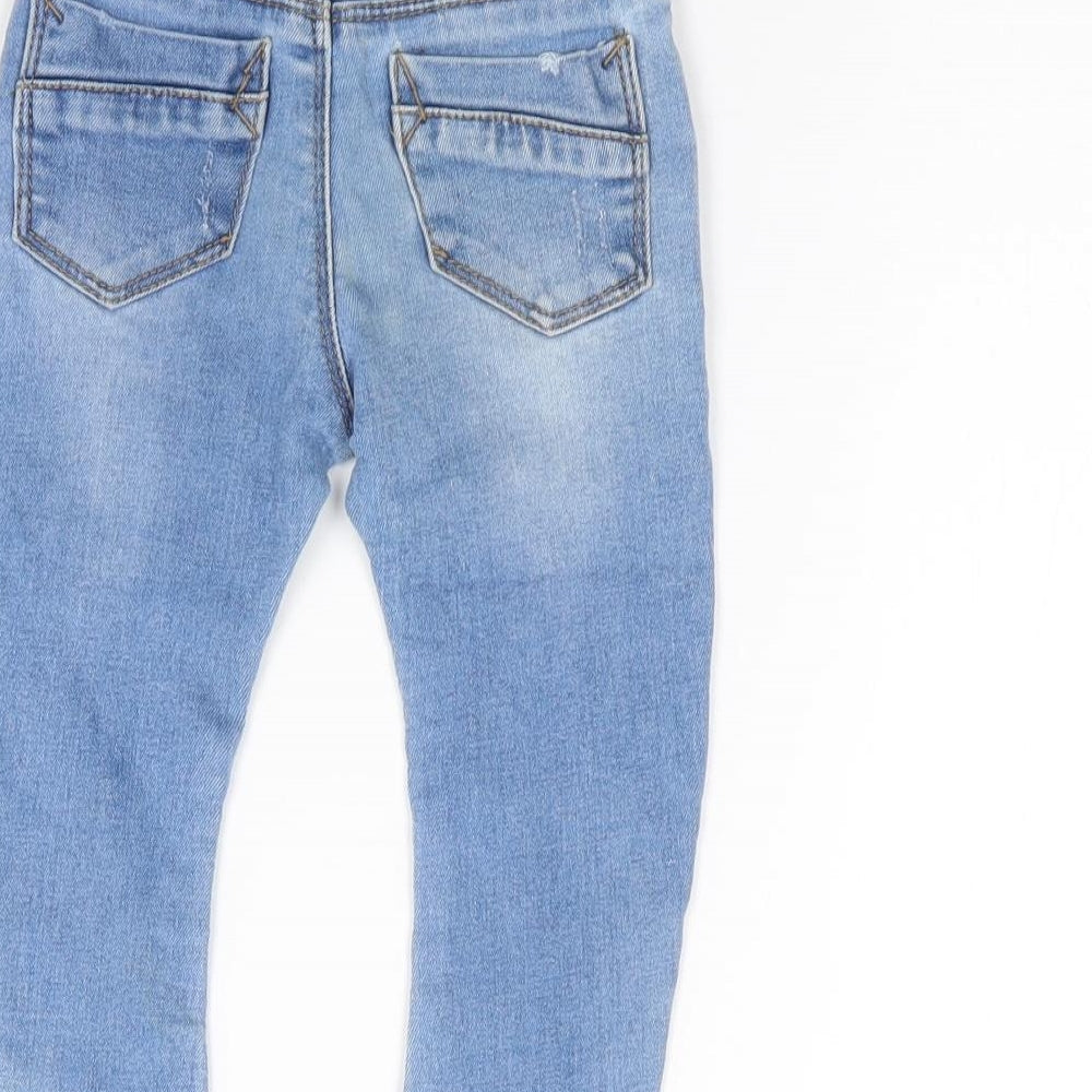 Primark Boys Blue Cotton Pedal Pusher Jeans Size 6-9 Months Snap - Distressed