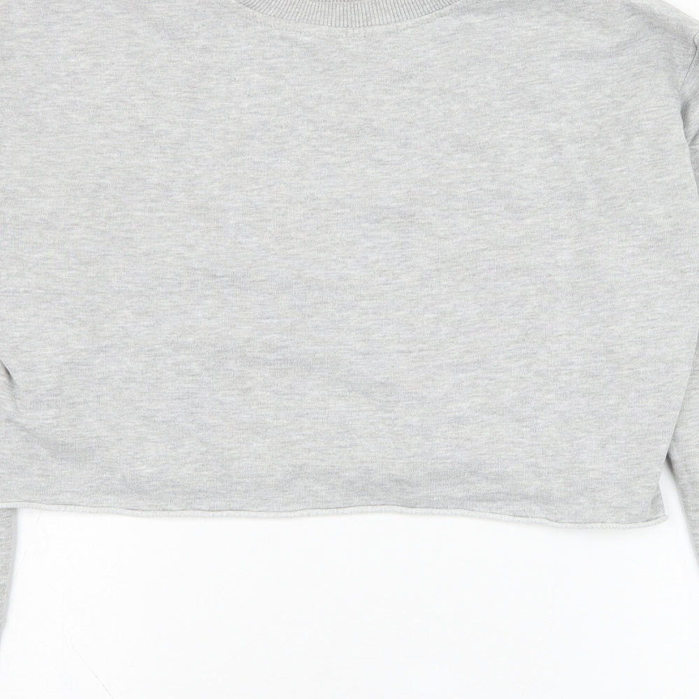 Miss Selfridge Womens Grey Cotton Pullover Sweatshirt Size 6 Pullover - Cropped