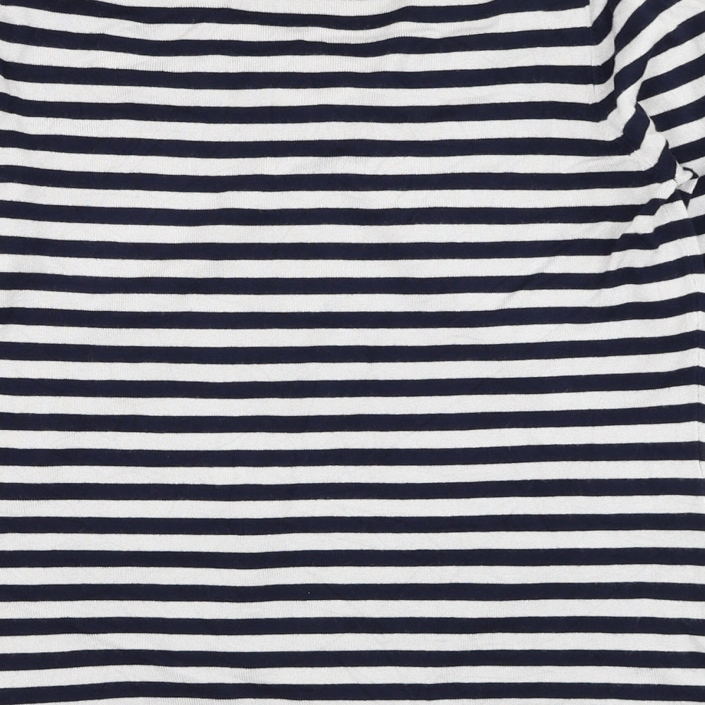 Principles Womens Grey V-Neck Striped Viscose Pullover Jumper Size 12