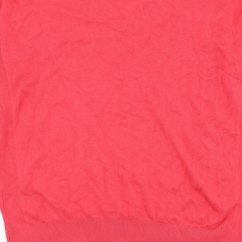 Marks & Spencer Womens Pink V-Neck Cotton Pullover Jumper Size S