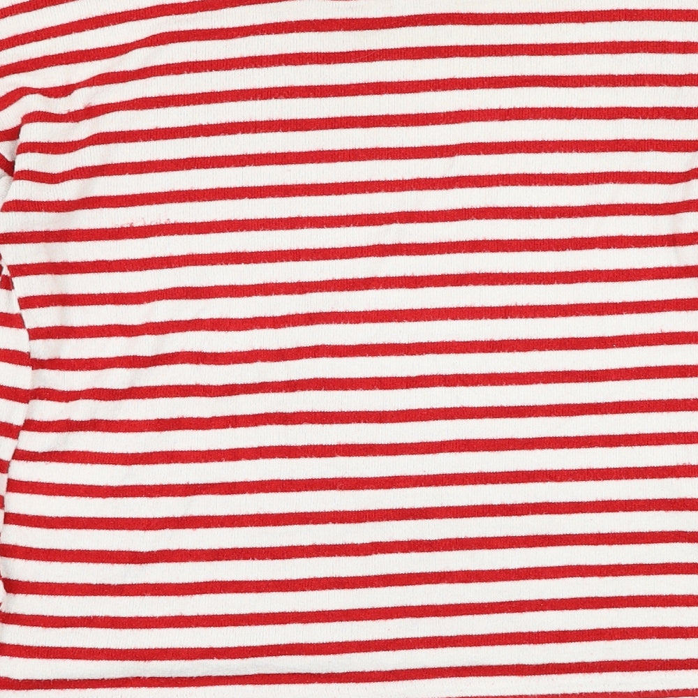 H&M Womens Ivory Round Neck Striped Viscose Pullover Jumper Size S