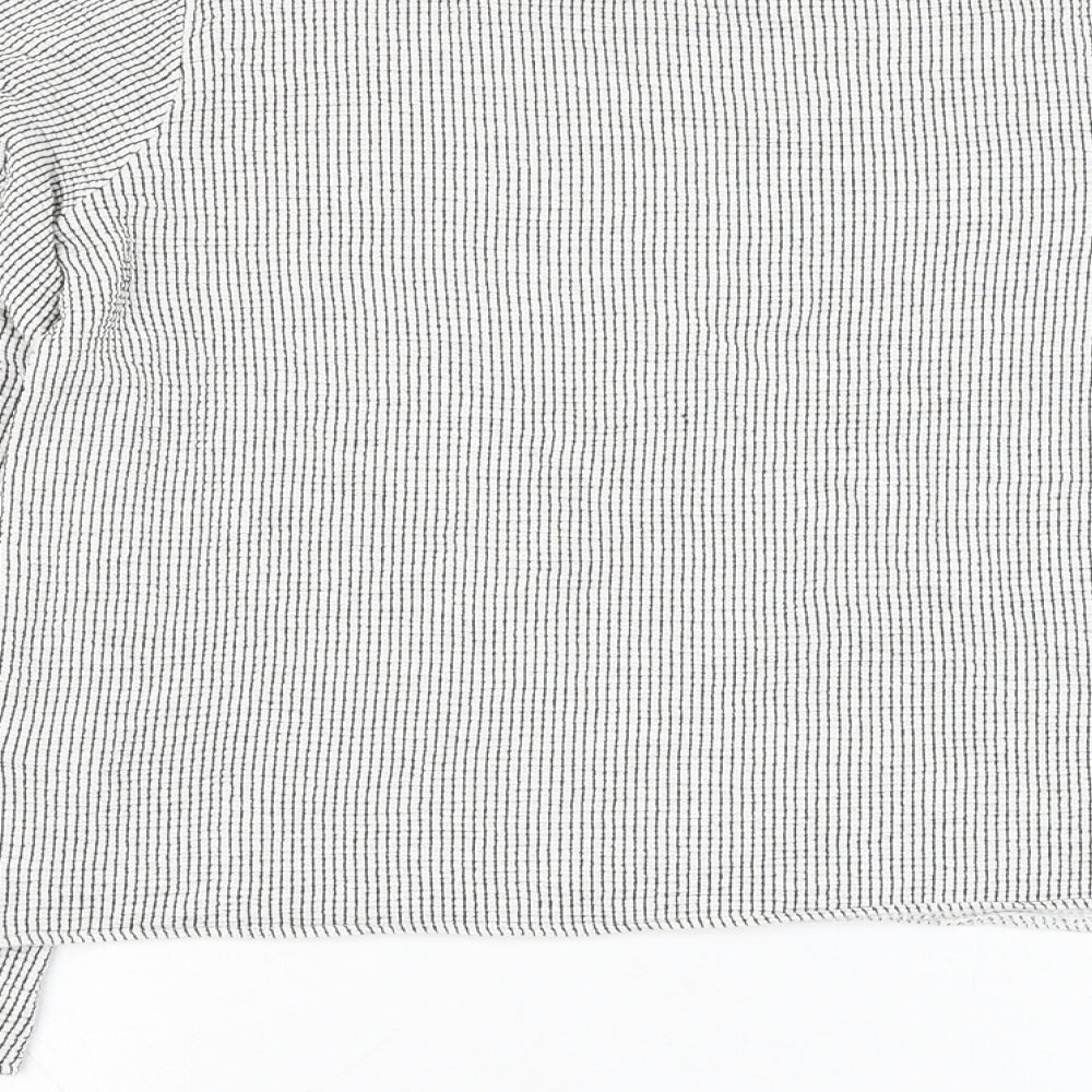 Zara Womens White Round Neck Check Viscose Pullover Jumper Size S