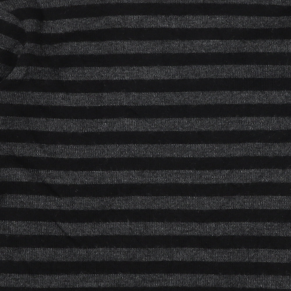 Zara Womens Grey Round Neck Striped Polyester Pullover Jumper Size M