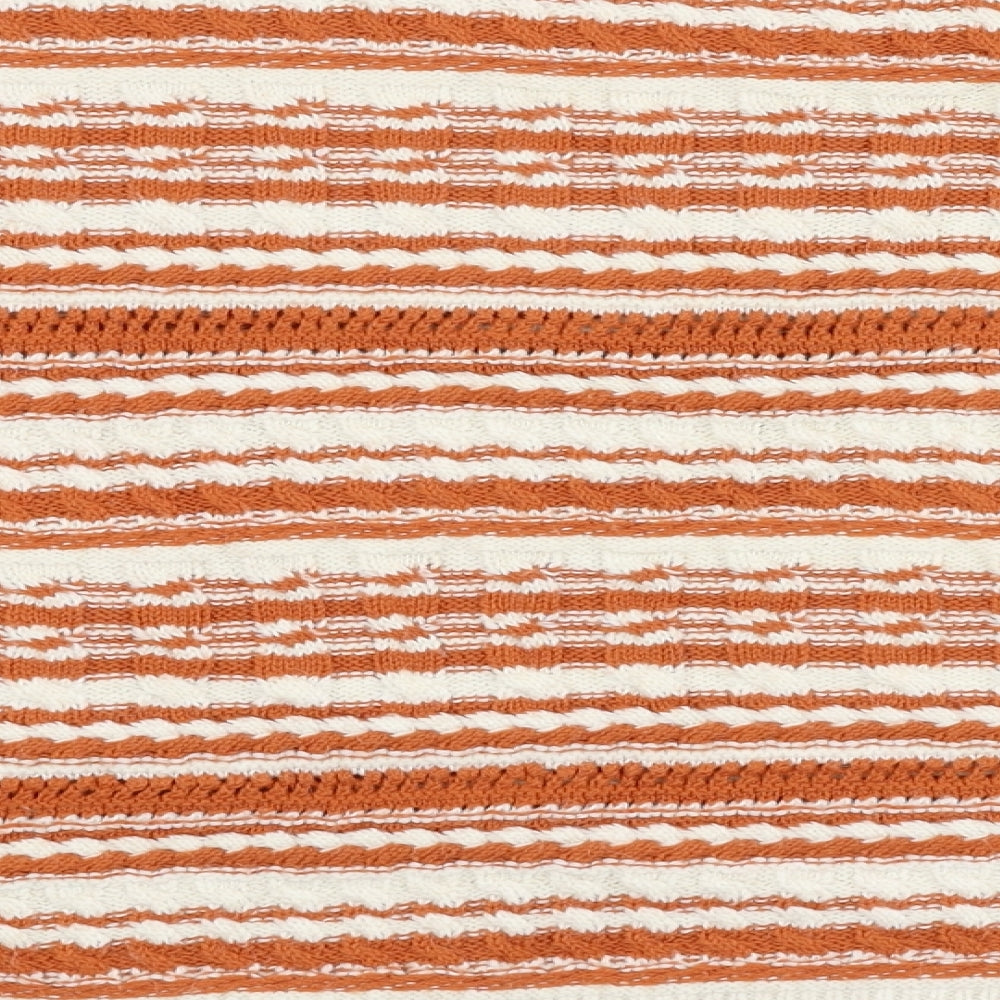 Miss Selfridge Womens Orange Round Neck Striped Acrylic Pullover Jumper Size 6