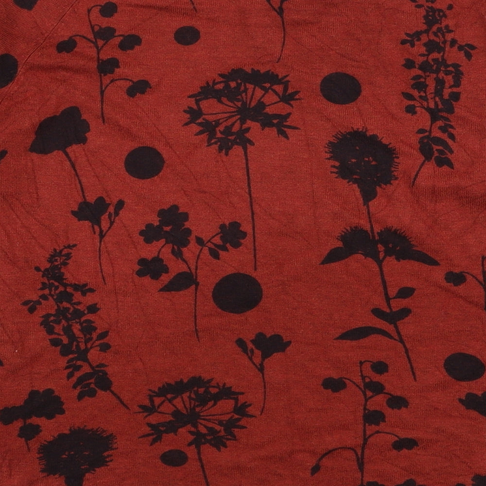 Marks and Spencer Womens Red Round Neck Floral Viscose Pullover Jumper Size 14