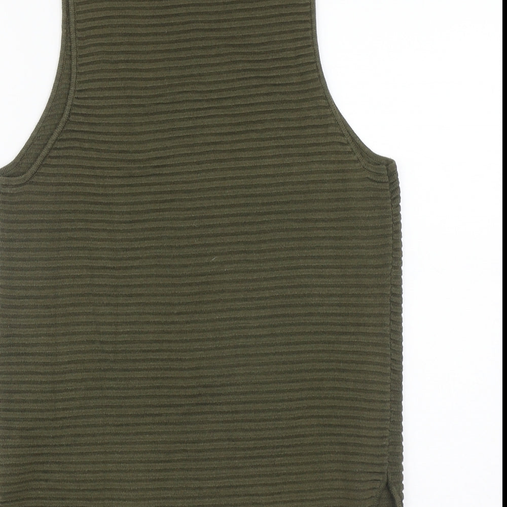 Topshop Womens Green Acrylic Basic Tank Size 10 Round Neck