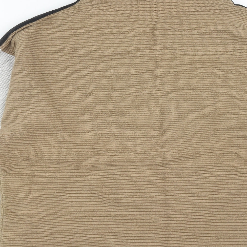 M&Co Womens Brown High Neck Cotton Pullover Jumper Size 12