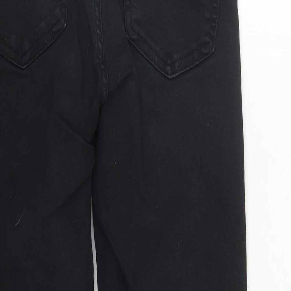 Topshop Womens Black Cotton Cropped Jeans Size 26 in L24 in Regular Zip