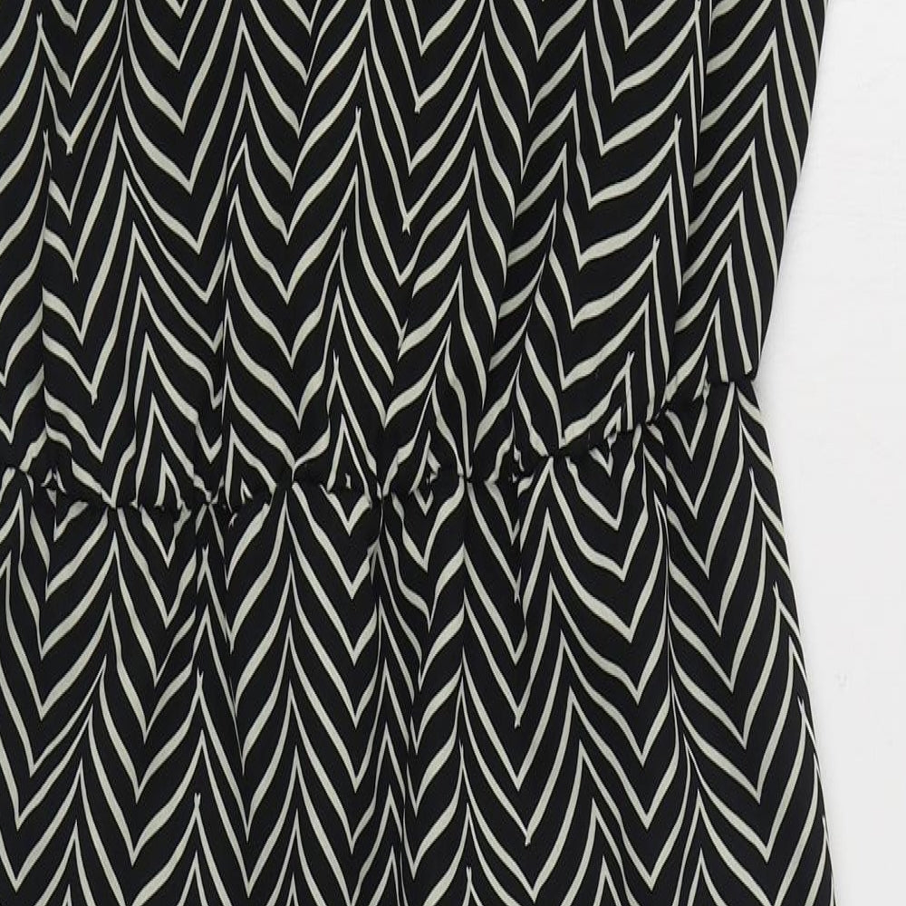 NEXT Womens Black Herringbone Polyester Sheath Size 8 V-Neck Pullover