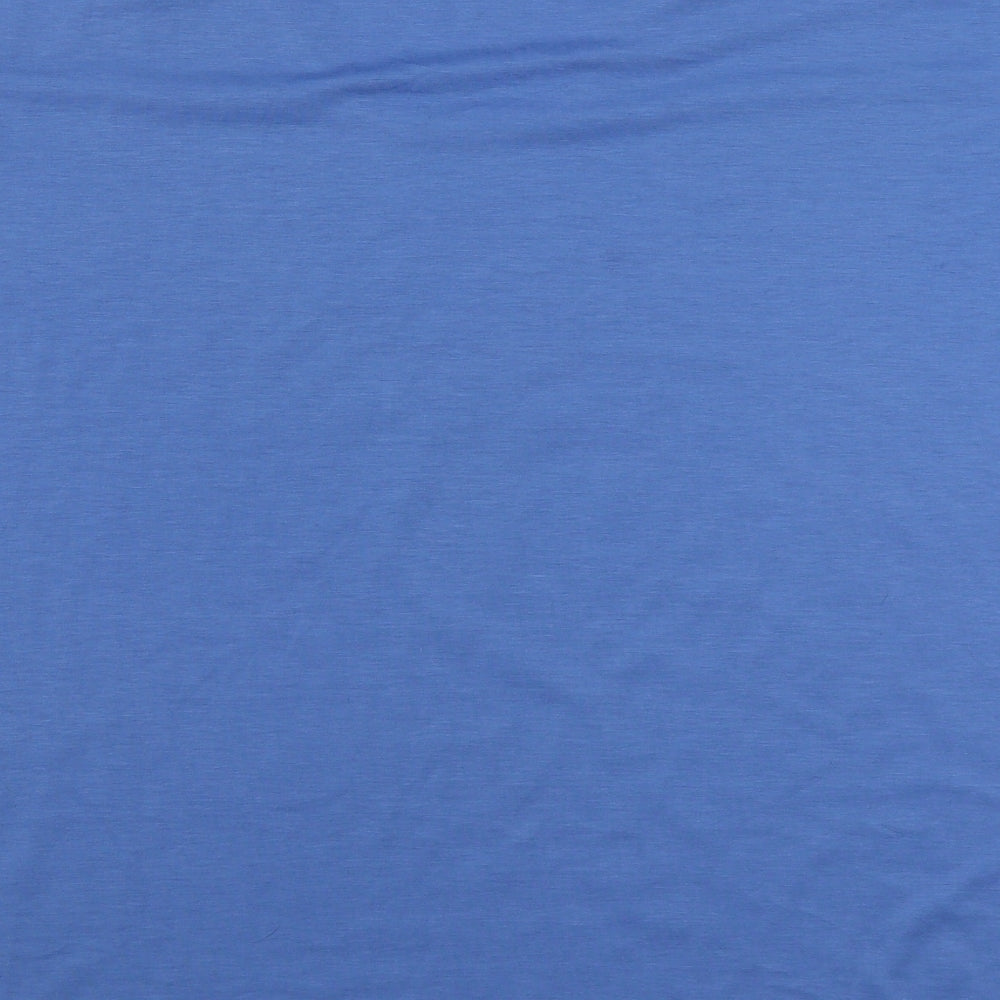 Sheilay Womens Blue Polyester Basic T-Shirt Size S V-Neck