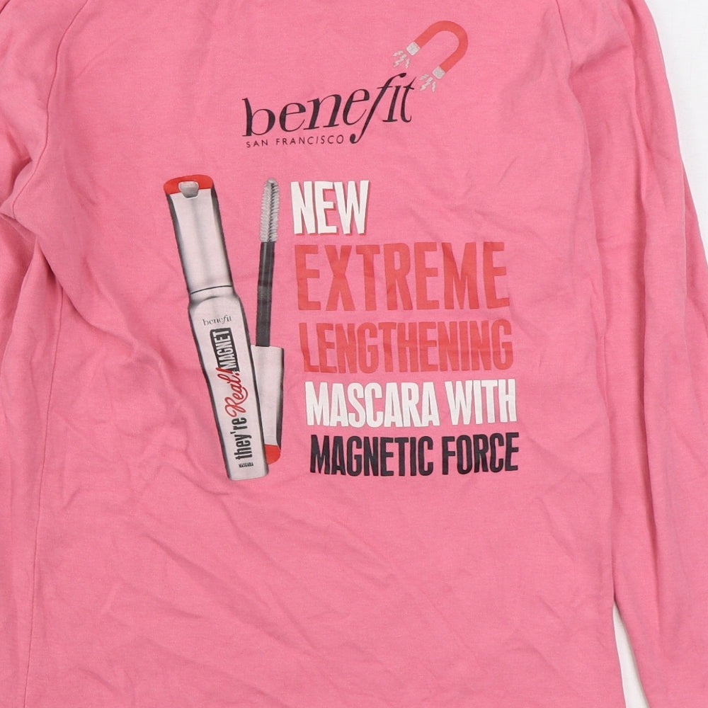 Benefit Womens Pink Cotton Pullover Sweatshirt Size 10 Pullover