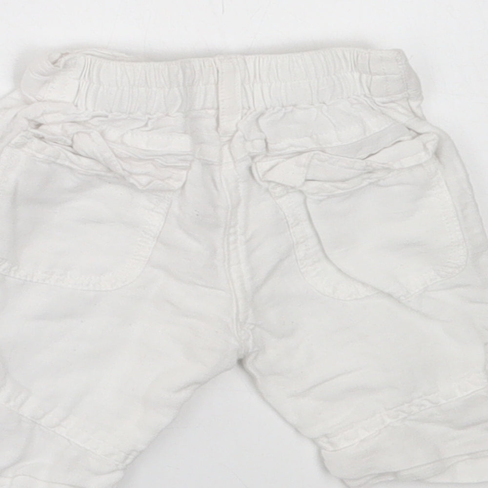 NEXT Girls White Cotton Cropped Trousers Size 3-6 Months Button