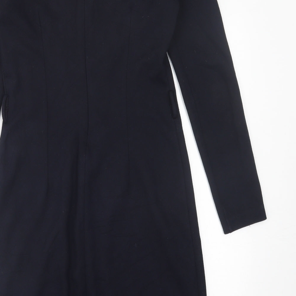 Mango Womens Blue Viscose A-Line Size M Crew Neck Zip