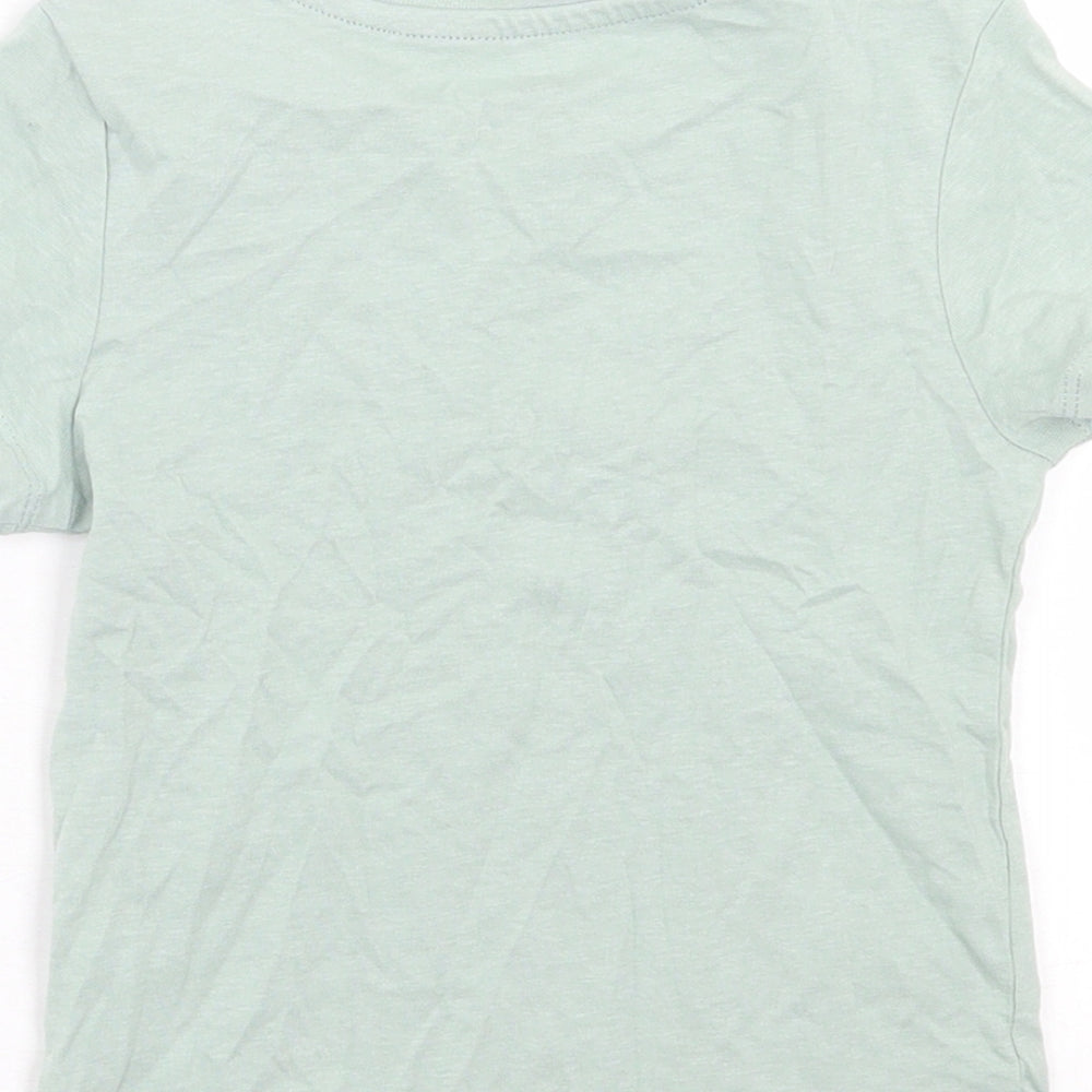 H&M Boys Green Cotton Basic T-Shirt Size 2 Years Crew Neck Pullover
