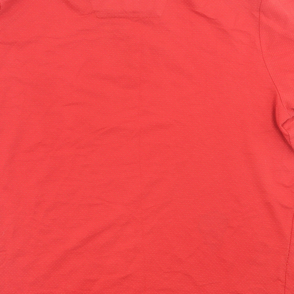 Centered Mens Red Cotton Polo Size L Collared Button