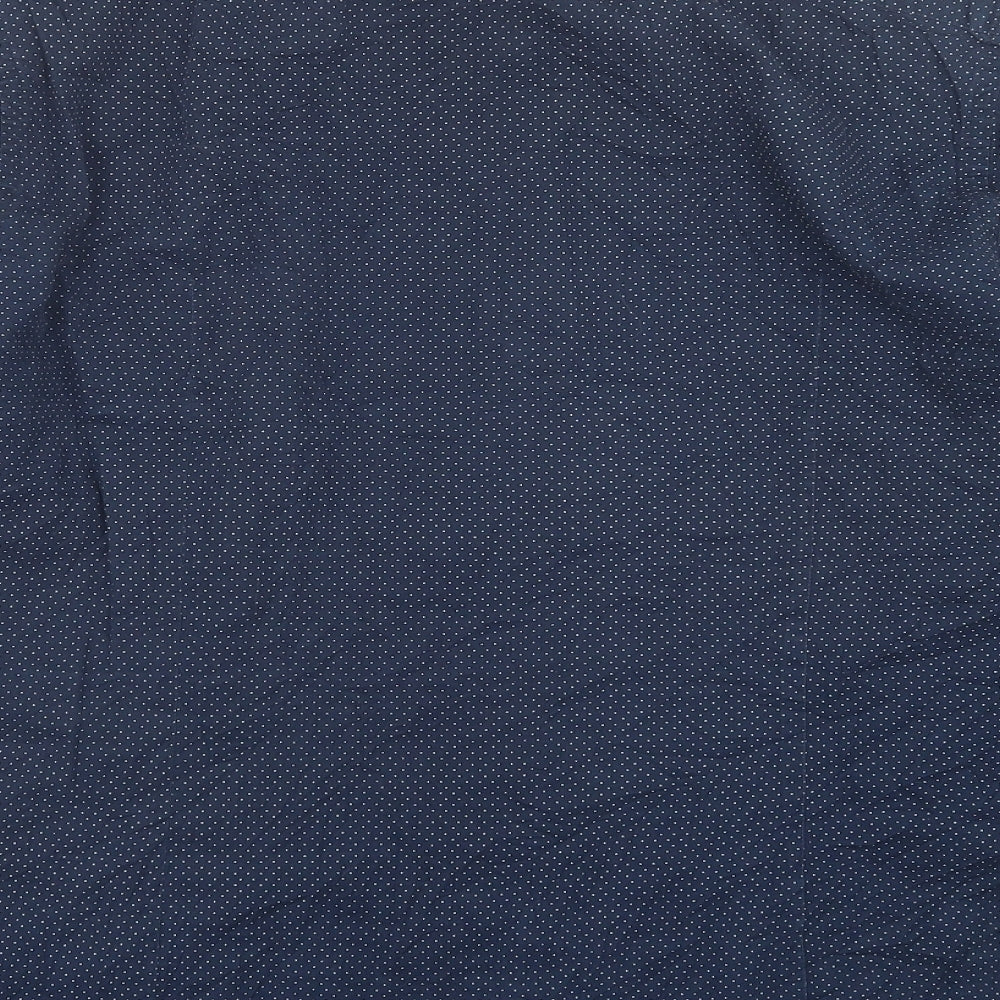 Montego Mens Blue Polka Dot Polyester Button-Up Size L Collared Button