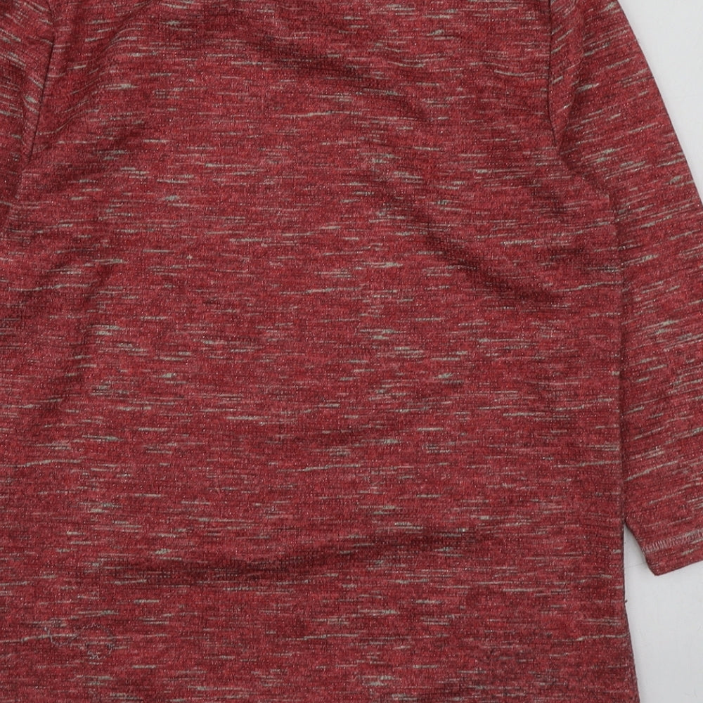 Anna Rose Womens Red Polyester Basic Blouse Size S Roll Neck