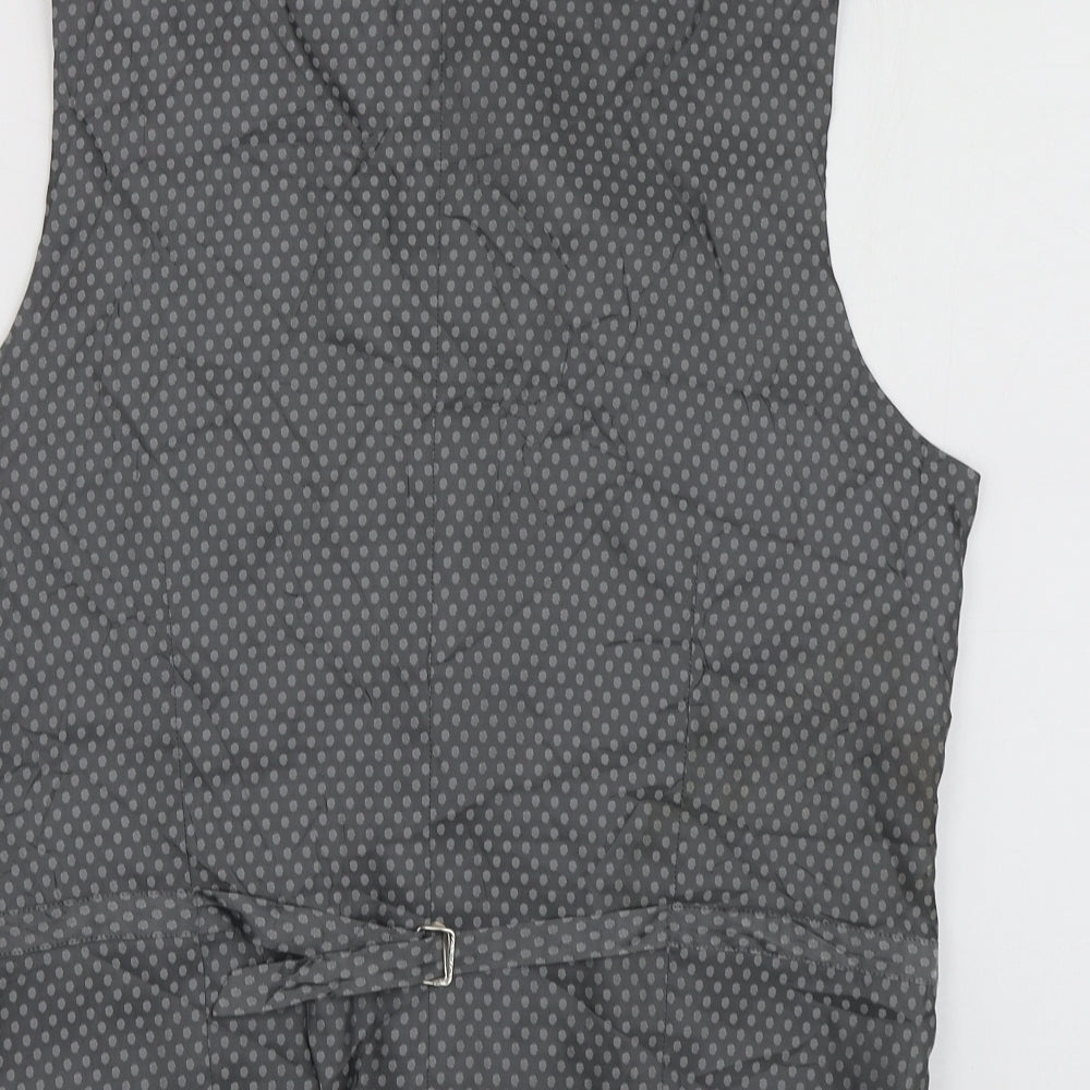 Skopes Mens Grey Polka Dot Polyester Jacket Suit Waistcoat Size M