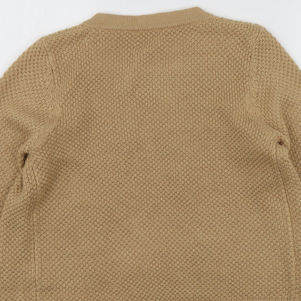 Love Kintwaer Womens Beige Round Neck Acrylic Cardigan Jumper Size 10