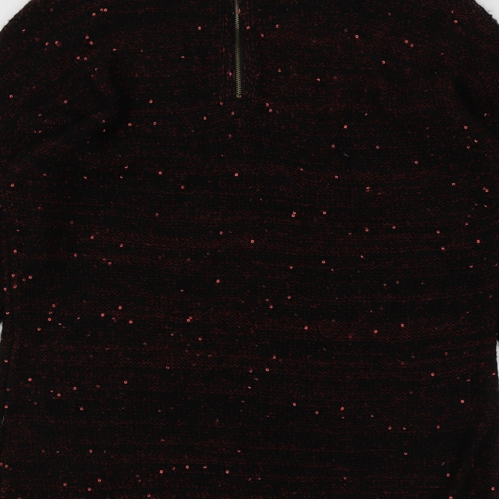 Klass Womens Red Round Neck Acrylic Pullover Jumper Size L